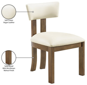 Meridian Furniture Lavrin Art Deco Vegan Leather Dining Chair with Solid Wood Frame for Modern Rooms Cream Style A 88061Cream-SC