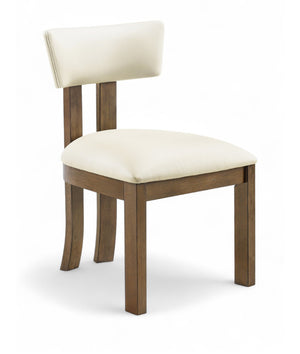 Meridian Furniture Lavrin Art Deco Vegan Leather Dining Chair with Solid Wood Frame for Modern Rooms Cream Style A 88061Cream-SC