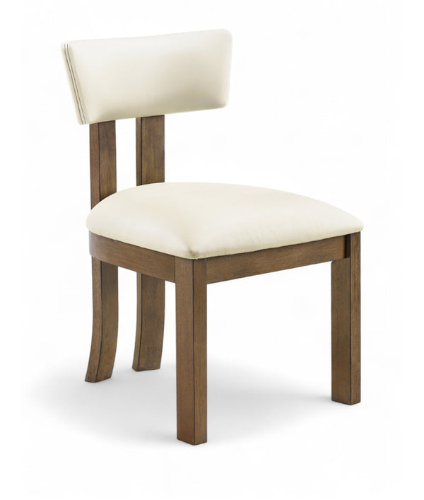 Meridian Furniture Lavrin Art Deco Vegan Leather Dining Chair with Solid Wood Frame for Modern Rooms Cream Style A 88061Cream-SC
