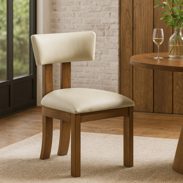 Meridian Furniture Lavrin Art Deco Vegan Leather Dining Chair with Solid Wood Frame for Modern Rooms Cream Style A 88061Cream-SC