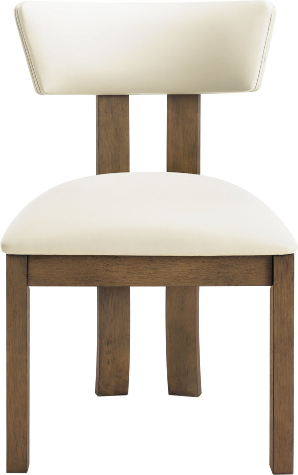 Meridian Furniture Lavrin Art Deco Vegan Leather Dining Chair with Solid Wood Frame for Modern Rooms Cream Style A 88061Cream-SC
