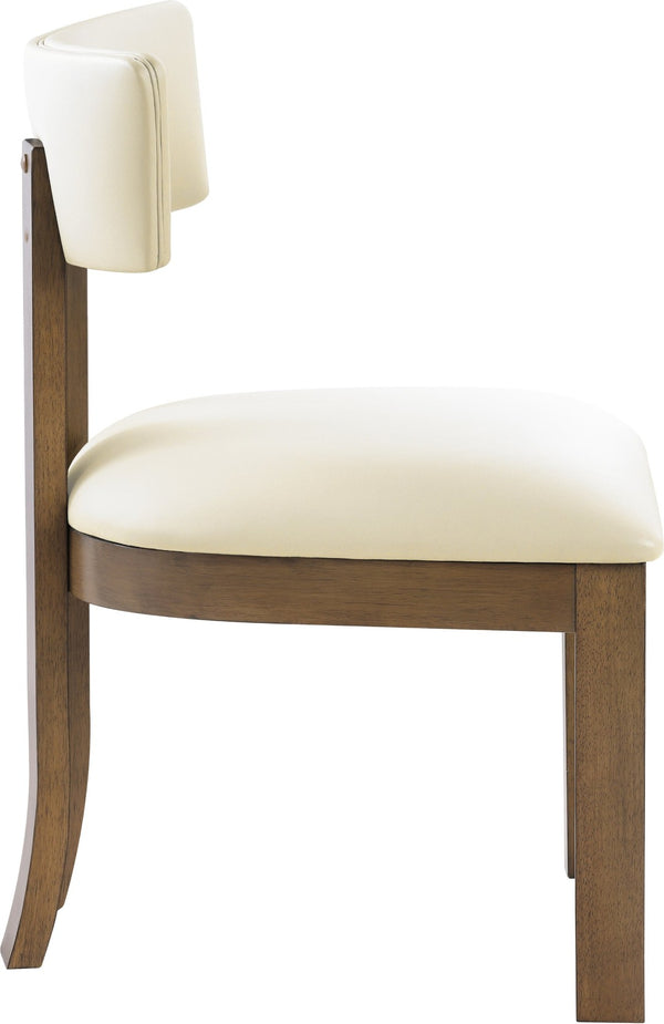 Meridian Furniture Lavrin Art Deco Vegan Leather Dining Chair with Solid Wood Frame for Modern Rooms Cream Style A 88061Cream-SC