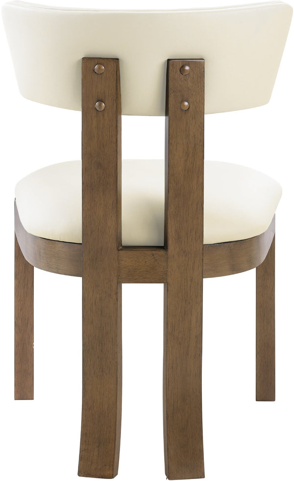 Meridian Furniture Lavrin Art Deco Vegan Leather Dining Chair with Solid Wood Frame for Modern Rooms Cream Style A 88061Cream-SC