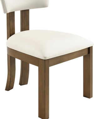 Meridian Furniture Lavrin Art Deco Vegan Leather Dining Chair with Solid Wood Frame for Modern Rooms Cream Style A 88061Cream-SC