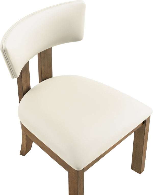 Meridian Furniture Lavrin Art Deco Vegan Leather Dining Chair with Solid Wood Frame for Modern Rooms Cream Style A 88061Cream-SC