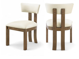 Meridian Furniture Lavrin Art Deco Vegan Leather Dining Chair with Solid Wood Frame for Modern Rooms Cream Style A 88061Cream-SC