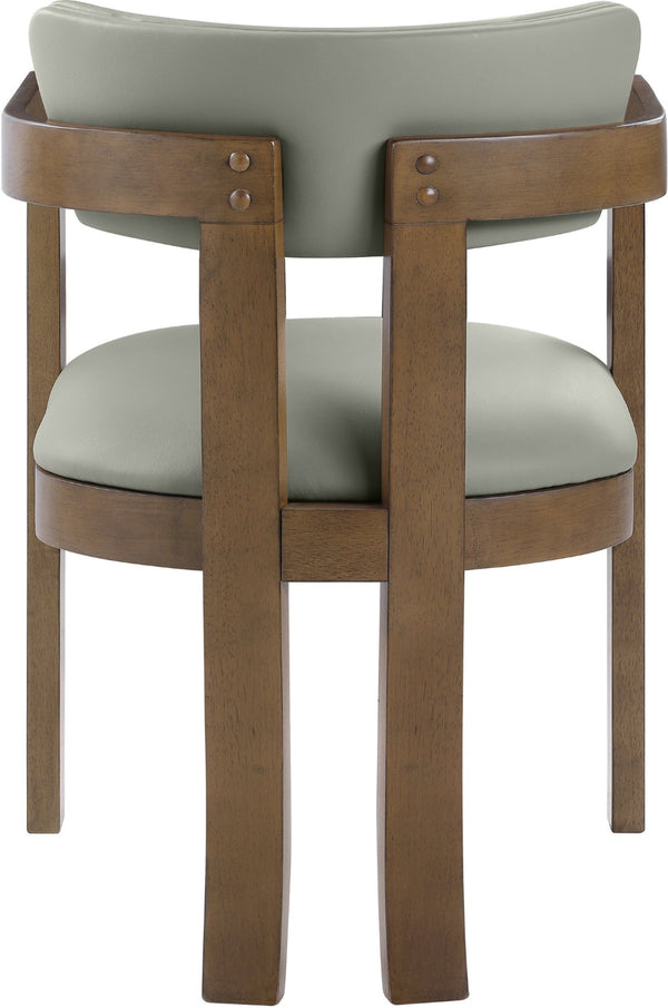 Meridian Furniture Lavrin Art Deco Vegan Leather Dining Arm Chair with Solid Walnut Wood Frame Olive Style A 88061Olive-AC