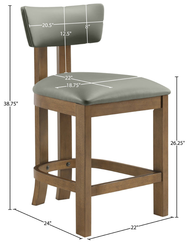 Meridian Furniture Lavrin Art Deco Counter Stool Vegan Leather Seat Solid Wood Frame for Kitchen Islands Olive Style A 88061Olive-C