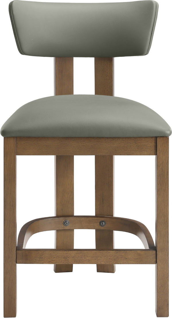 Meridian Furniture Lavrin Art Deco Counter Stool Vegan Leather Seat Solid Wood Frame for Kitchen Islands Olive Style A 88061Olive-C