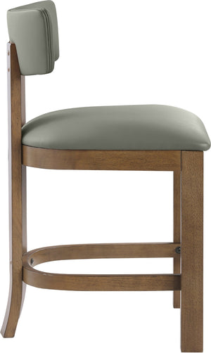 Meridian Furniture Lavrin Art Deco Counter Stool Vegan Leather Seat Solid Wood Frame for Kitchen Islands Olive Style A 88061Olive-C