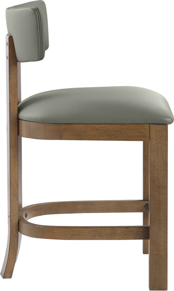 Meridian Furniture Lavrin Art Deco Counter Stool Vegan Leather Seat Solid Wood Frame for Kitchen Islands Olive Style A 88061Olive-C