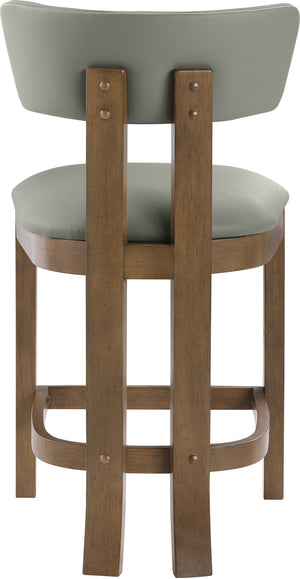 Meridian Furniture Lavrin Art Deco Counter Stool Vegan Leather Seat Solid Wood Frame for Kitchen Islands Olive Style A 88061Olive-C