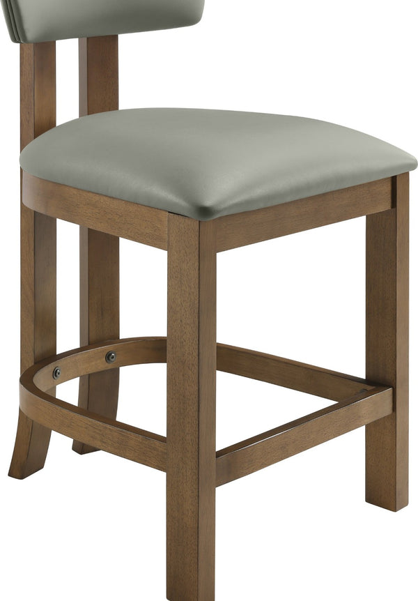Meridian Furniture Lavrin Art Deco Counter Stool Vegan Leather Seat Solid Wood Frame for Kitchen Islands Olive Style A 88061Olive-C