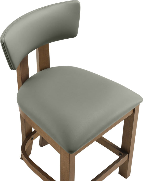 Meridian Furniture Lavrin Art Deco Counter Stool Vegan Leather Seat Solid Wood Frame for Kitchen Islands Olive Style A 88061Olive-C