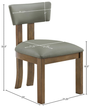 Meridian Furniture Lavrin Art Deco Vegan Leather Dining Chair with Solid Wood Frame for Modern Rooms Olive Style A 88061Olive-SC