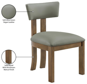 Meridian Furniture Lavrin Art Deco Vegan Leather Dining Chair with Solid Wood Frame for Modern Rooms Olive Style A 88061Olive-SC
