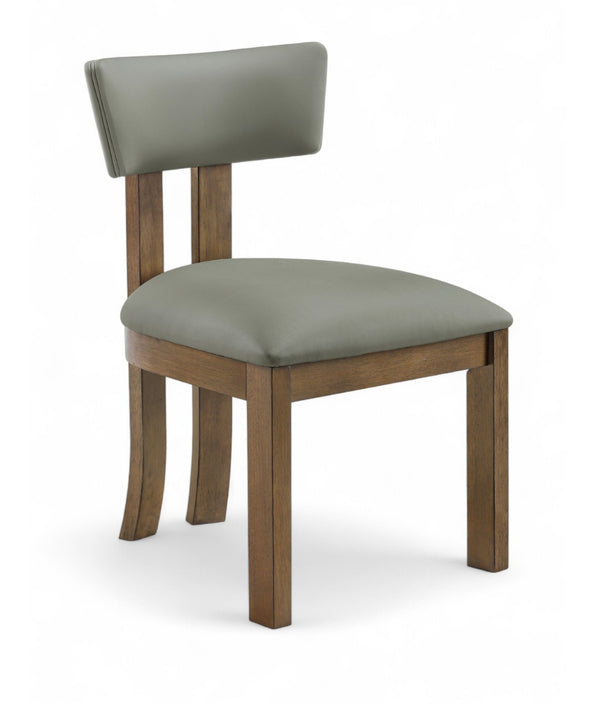 Meridian Furniture Lavrin Art Deco Vegan Leather Dining Chair with Solid Wood Frame for Modern Rooms Olive Style A 88061Olive-SC