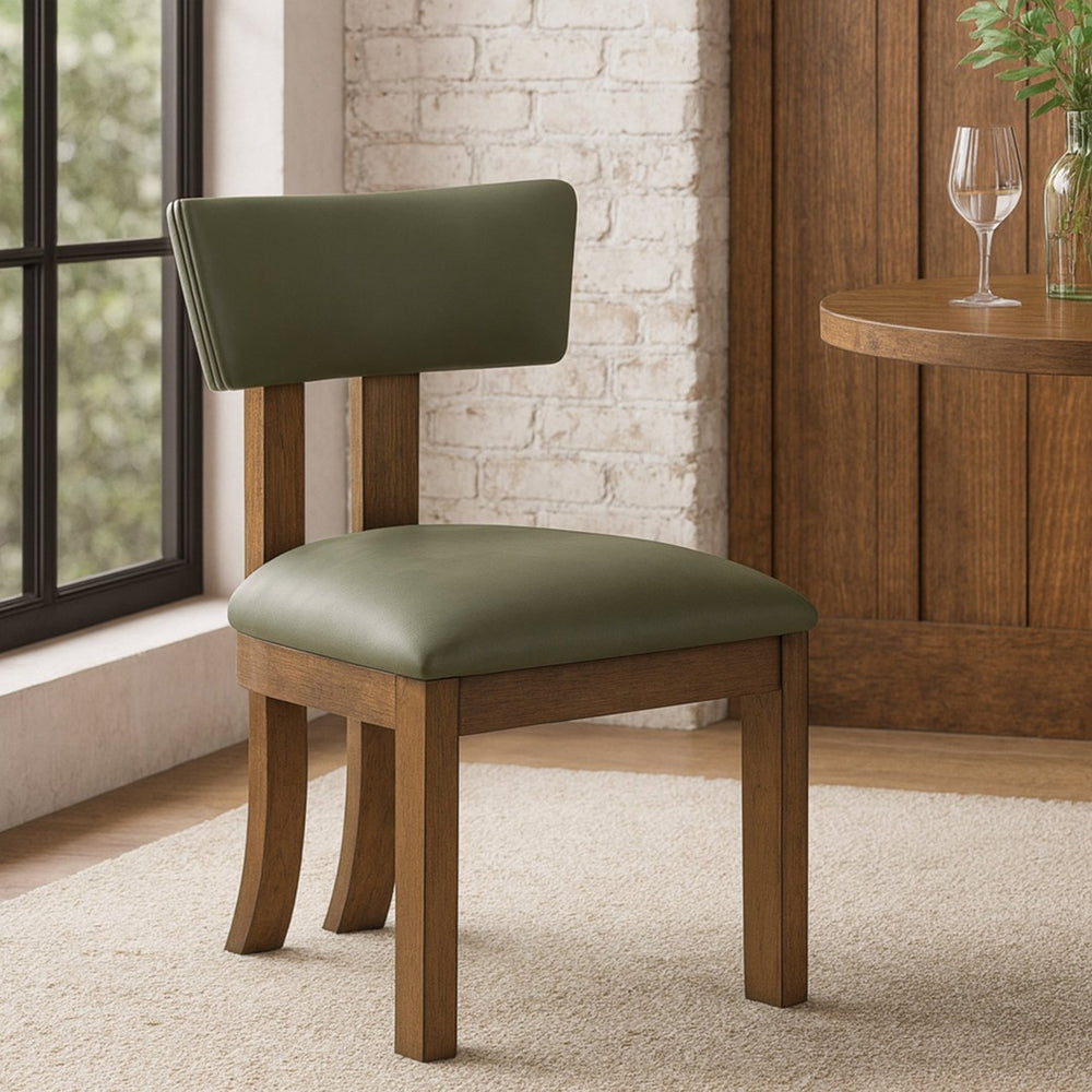 Meridian Furniture Lavrin Art Deco Vegan Leather Dining Chair with Solid Wood Frame for Modern Rooms Olive Style A 88061Olive-SC