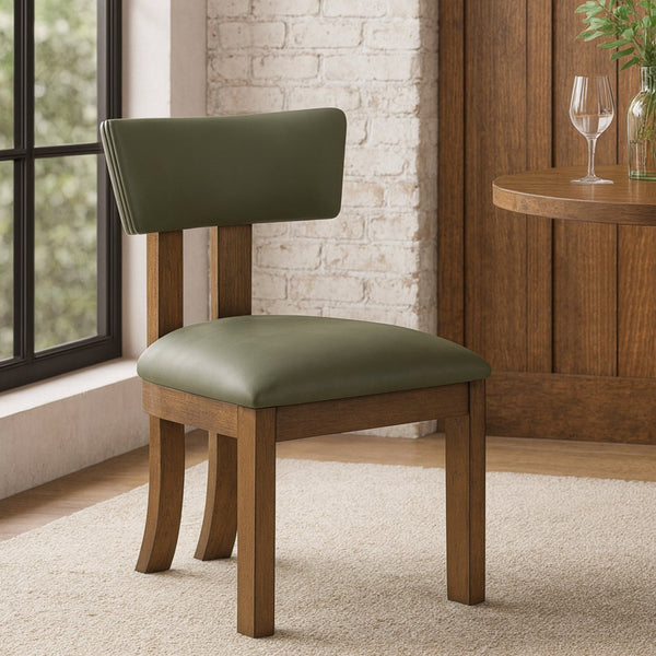 Meridian Furniture Lavrin Art Deco Vegan Leather Dining Chair with Solid Wood Frame for Modern Rooms Olive Style A 88061Olive-SC