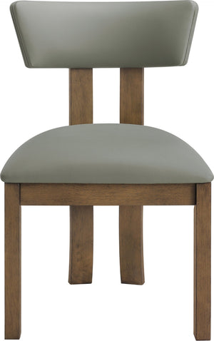 Meridian Furniture Lavrin Art Deco Vegan Leather Dining Chair with Solid Wood Frame for Modern Rooms Olive Style A 88061Olive-SC