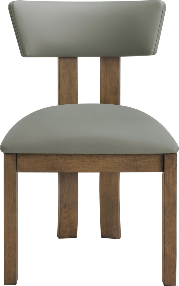 Meridian Furniture Lavrin Art Deco Vegan Leather Dining Chair with Solid Wood Frame for Modern Rooms Olive Style A 88061Olive-SC