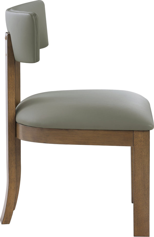 Meridian Furniture Lavrin Art Deco Vegan Leather Dining Chair with Solid Wood Frame for Modern Rooms Olive Style A 88061Olive-SC