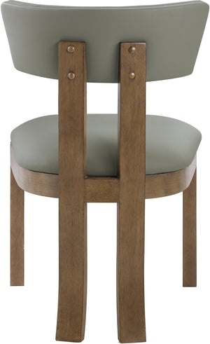 Meridian Furniture Lavrin Art Deco Vegan Leather Dining Chair with Solid Wood Frame for Modern Rooms Olive Style A 88061Olive-SC