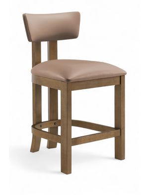 Meridian Furniture Lavrin Art Deco Counter Stool Vegan Leather Seat Solid Wood Frame for Kitchen Islands Tan Style A 88061Tan-C