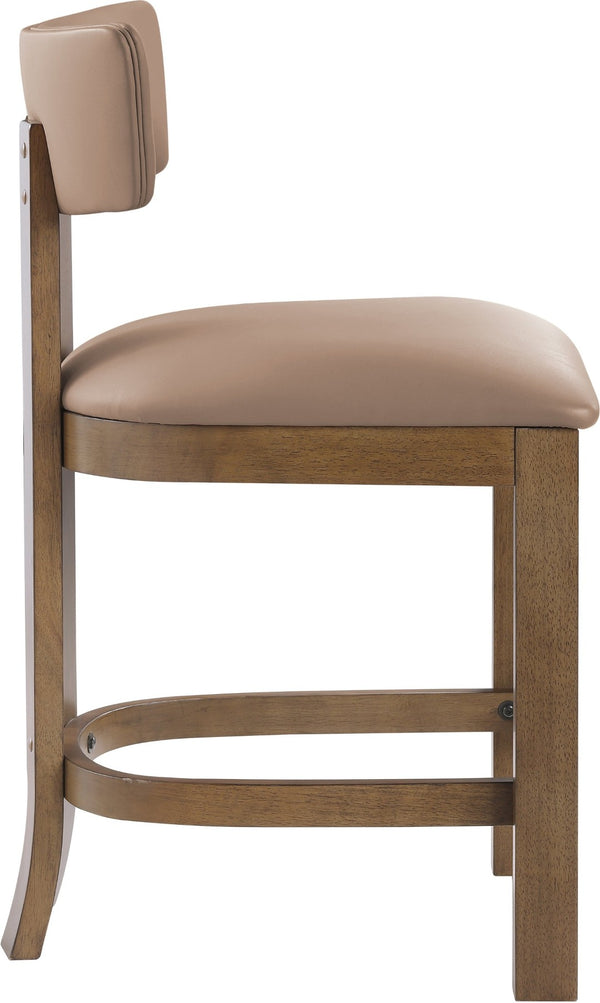 Meridian Furniture Lavrin Art Deco Counter Stool Vegan Leather Seat Solid Wood Frame for Kitchen Islands Tan Style A 88061Tan-C