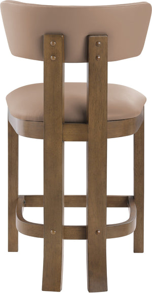 Meridian Furniture Lavrin Art Deco Counter Stool Vegan Leather Seat Solid Wood Frame for Kitchen Islands Tan Style A 88061Tan-C