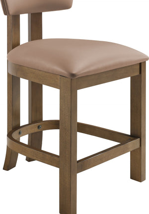 Meridian Furniture Lavrin Art Deco Counter Stool Vegan Leather Seat Solid Wood Frame for Kitchen Islands Tan Style A 88061Tan-C