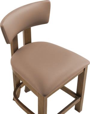 Meridian Furniture Lavrin Art Deco Counter Stool Vegan Leather Seat Solid Wood Frame for Kitchen Islands Tan Style A 88061Tan-C