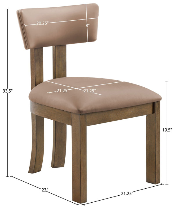 Meridian Furniture Lavrin Art Deco Vegan Leather Dining Chair with Solid Wood Frame for Modern Rooms Tan Style A 88061Tan-SC