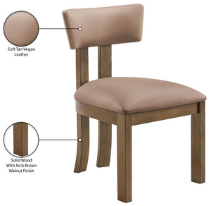 Meridian Furniture Lavrin Art Deco Vegan Leather Dining Chair with Solid Wood Frame for Modern Rooms Tan Style A 88061Tan-SC