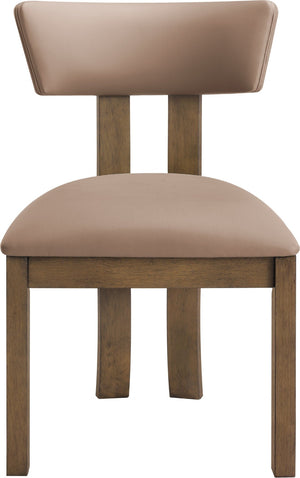 Meridian Furniture Lavrin Art Deco Vegan Leather Dining Chair with Solid Wood Frame for Modern Rooms Tan Style A 88061Tan-SC