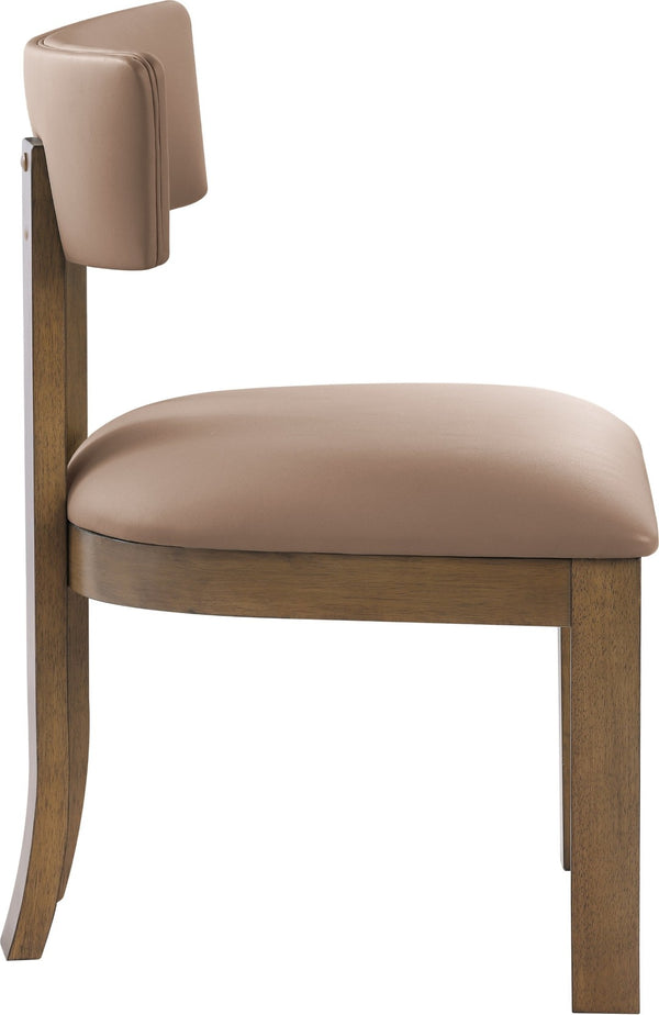 Meridian Furniture Lavrin Art Deco Vegan Leather Dining Chair with Solid Wood Frame for Modern Rooms Tan Style A 88061Tan-SC