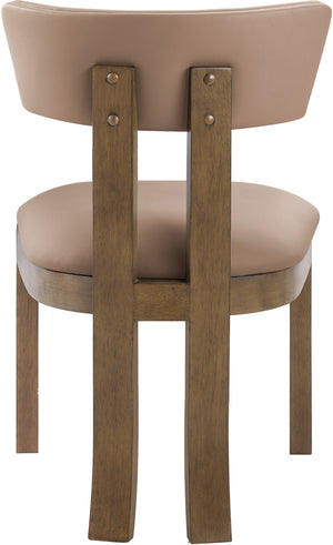 Meridian Furniture Lavrin Art Deco Vegan Leather Dining Chair with Solid Wood Frame for Modern Rooms Tan Style A 88061Tan-SC