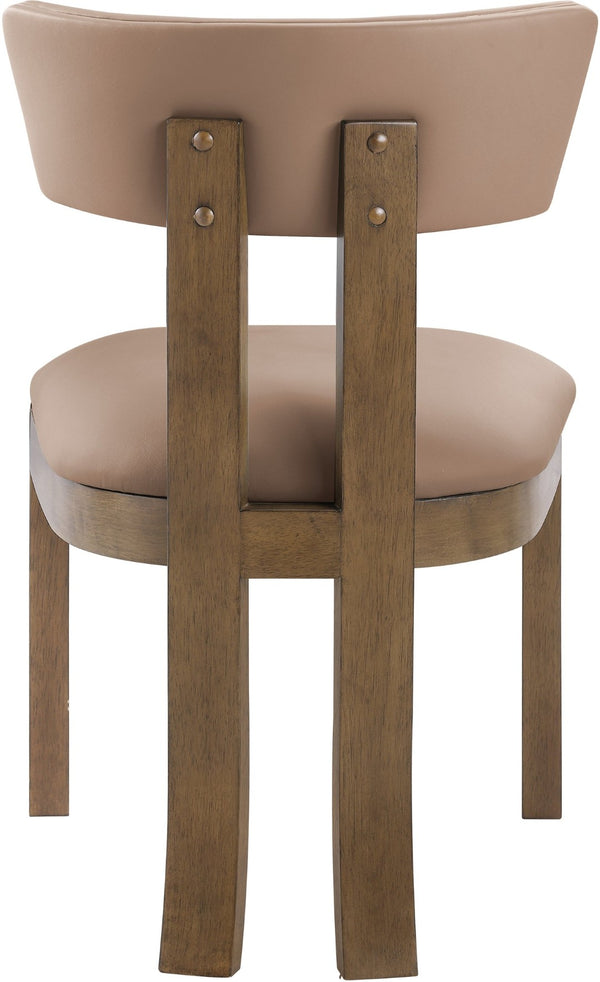 Meridian Furniture Lavrin Art Deco Vegan Leather Dining Chair with Solid Wood Frame for Modern Rooms Tan Style A 88061Tan-SC