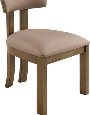 Meridian Furniture Lavrin Art Deco Vegan Leather Dining Chair with Solid Wood Frame for Modern Rooms Tan Style A 88061Tan-SC