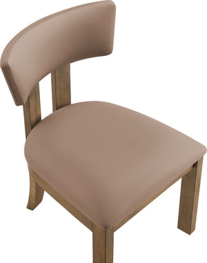 Meridian Furniture Lavrin Art Deco Vegan Leather Dining Chair with Solid Wood Frame for Modern Rooms Tan Style A 88061Tan-SC