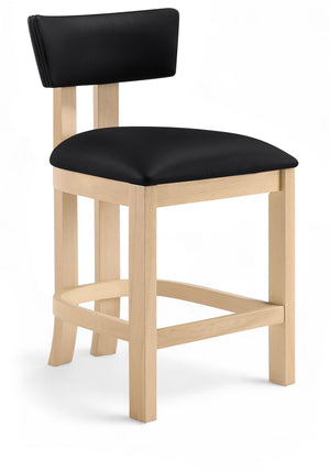 Meridian Furniture Lavrin Art Deco Counter Stool Vegan Leather Seat Solid Wood Frame for Kitchen Islands Black Style B 88062Black-C