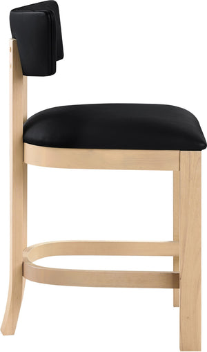 Meridian Furniture Lavrin Art Deco Counter Stool Vegan Leather Seat Solid Wood Frame for Kitchen Islands Black Style B 88062Black-C