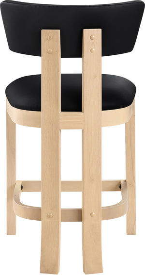 Meridian Furniture Lavrin Art Deco Counter Stool Vegan Leather Seat Solid Wood Frame for Kitchen Islands Black Style B 88062Black-C