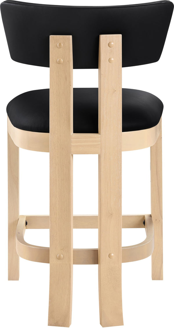 Meridian Furniture Lavrin Art Deco Counter Stool Vegan Leather Seat Solid Wood Frame for Kitchen Islands Black Style B 88062Black-C