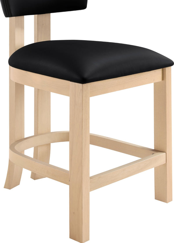 Meridian Furniture Lavrin Art Deco Counter Stool Vegan Leather Seat Solid Wood Frame for Kitchen Islands Black Style B 88062Black-C