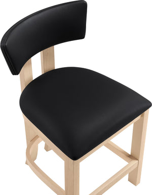 Meridian Furniture Lavrin Art Deco Counter Stool Vegan Leather Seat Solid Wood Frame for Kitchen Islands Black Style B 88062Black-C