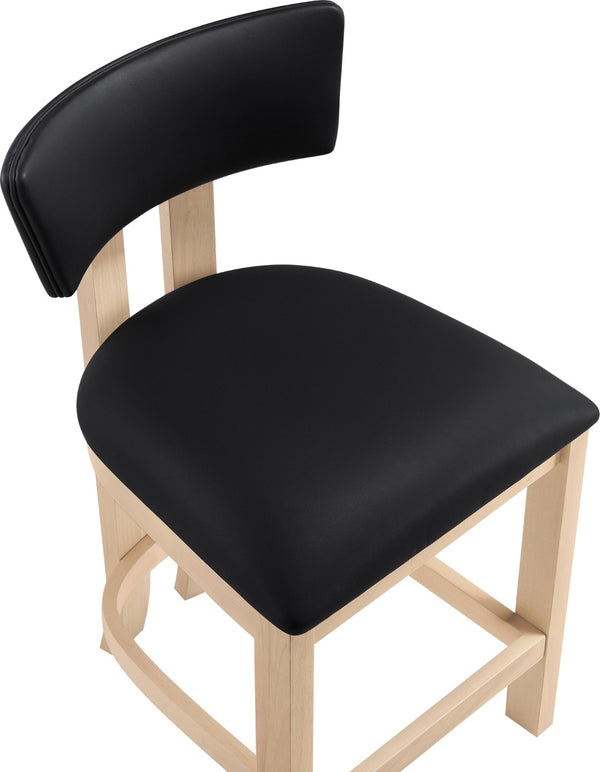 Meridian Furniture Lavrin Art Deco Counter Stool Vegan Leather Seat Solid Wood Frame for Kitchen Islands Black Style B 88062Black-C