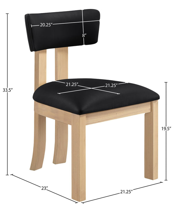 Meridian Furniture Lavrin Art Deco Vegan Leather Dining Chair with Solid Wood Frame for Modern Rooms Black Style B 88062Black-SC