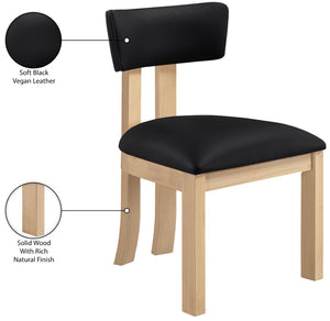 Meridian Furniture Lavrin Art Deco Vegan Leather Dining Chair with Solid Wood Frame for Modern Rooms Black Style B 88062Black-SC