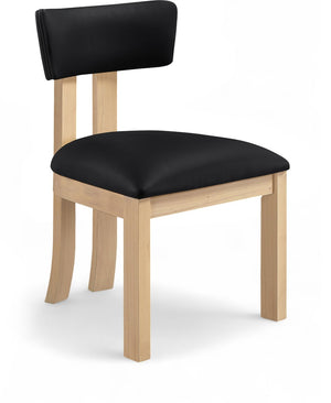 Meridian Furniture Lavrin Art Deco Vegan Leather Dining Chair with Solid Wood Frame for Modern Rooms Black Style B 88062Black-SC